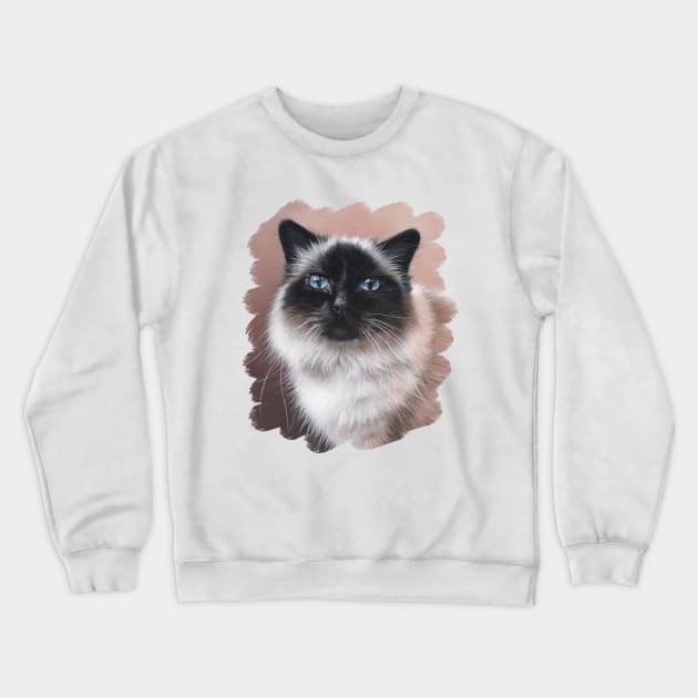 Birman Cat Painting Crewneck Sweatshirt by rachelstribbling